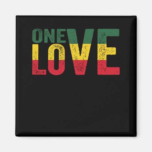 One Love Jamaican Rasta Reggae Magneet (Voorkant)