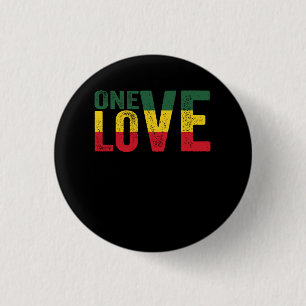 One Love Jamaican Rasta Reggae Ronde Button 3,2 Cm