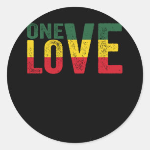 One Love Jamaican Rasta Reggae Ronde Sticker