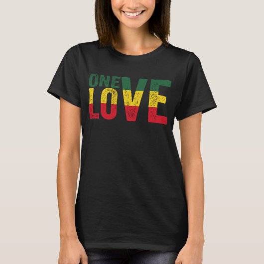 One Love Jamaican Rasta Reggae T-shirt (Voorkant)