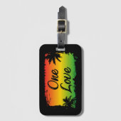 One Love Jamaican Rastafari Tropical Palm Trees Bagagelabel (Voorkant (verticaal))