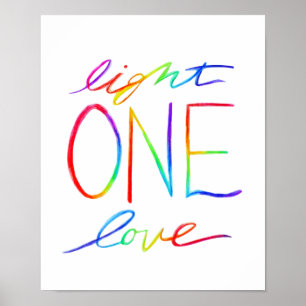 One Love & Light Inspirerend Words Art Poster