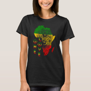 One Love Lion Rasta Reggae Africa Map Lion Juda T-shirt