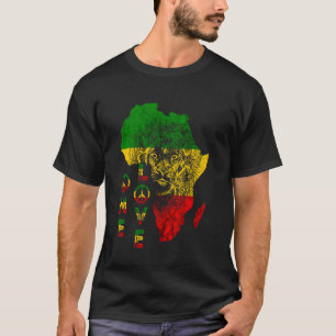 One Love Lion Rasta Reggae Africa Map Lion Juda T-shirt