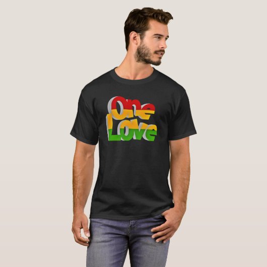"One Love" Mannen basic T-shirt (Voorkant volledig)