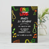 One Love Music Black Red Gold Green 1st Birthday Kaart (Staand voorkant)