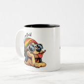 One Love One Bark Funny Dog Tweekleurige Koffiemok (Voorkant links)