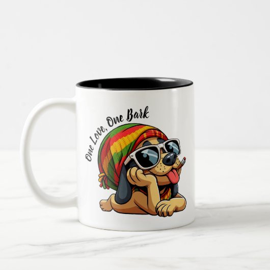 One Love One Bark Funny Dog Tweekleurige Koffiemok (Links)
