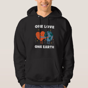 One Love One Earth Heart Hugs Planet Earth Day Env Hoodie