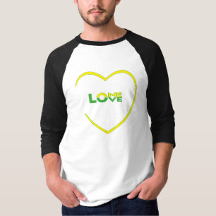 One Love One Heart Jamaicaanse vlag kleurt voor-ac T-shirt