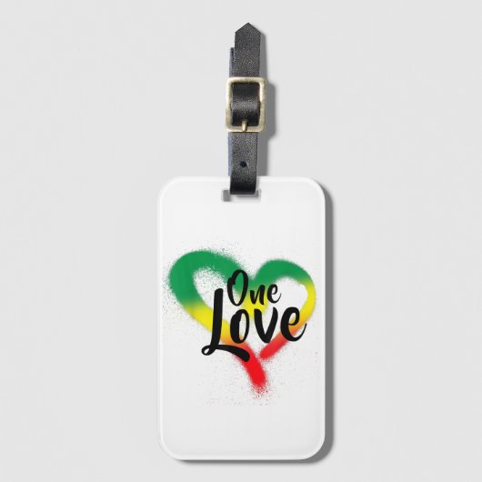 One Love One Heart Reggae Vibes Bagagelabel (Voorkant (verticaal))
