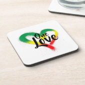 One Love One Heart Reggae Vibes Bier Onderzetter (Linkerzijde)