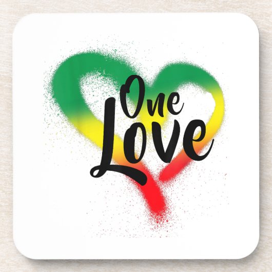 One Love One Heart Reggae Vibes Bier Onderzetter (Voorkant)