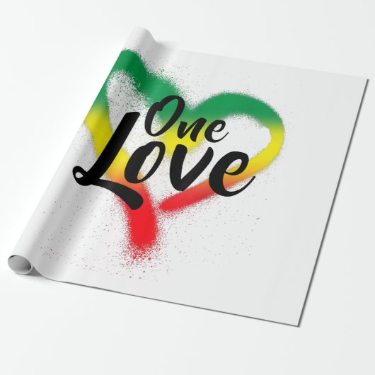One Love One Heart Reggae Vibes Cadeaupapier (Uitgerold)