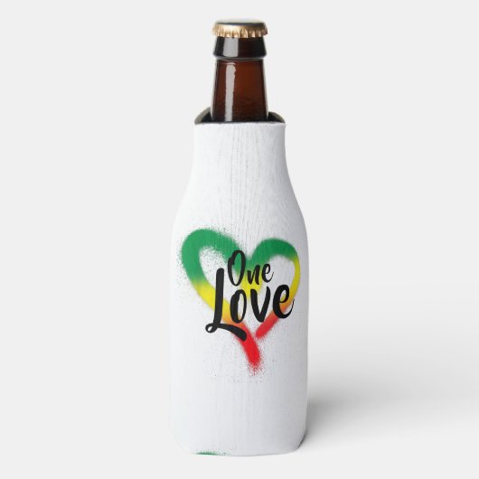 One Love One Heart Reggae Vibes Flesjeskoeler (Fles Voorkant)