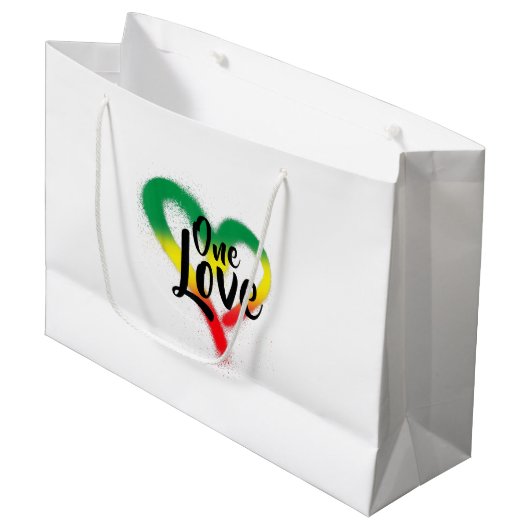 One Love One Heart Reggae Vibes Groot Cadeauzakje (Voorkant Gekanteld)