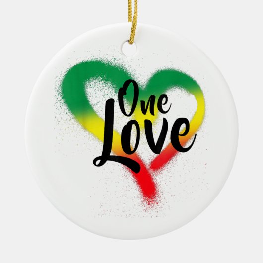 One Love One Heart Reggae Vibes Keramisch Ornament (Voorkant)