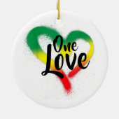 One Love One Heart Reggae Vibes Keramisch Ornament (Achterkant)