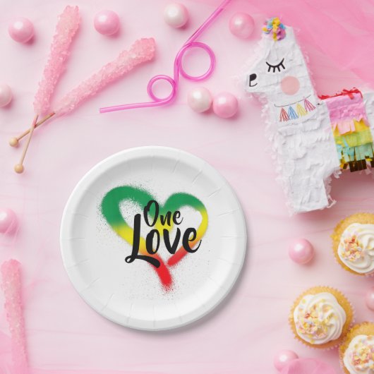 One Love One Heart Reggae Vibes Papieren Bordje (Feest)