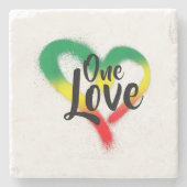 One Love One Heart Reggae Vibes Stenen Onderzetter (Voorkant)