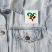 One Love One Heart Reggae Vibes Vierkante Button 5,1 Cm (In situ)