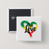 One Love One Heart Reggae Vibes Vierkante Button 5,1 Cm (Voorkant /achterkant)