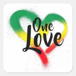 One Love One Heart Reggae Vibes Vierkante Sticker