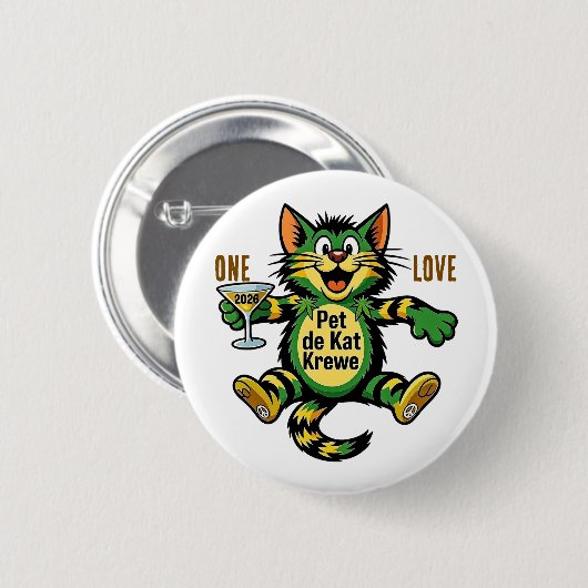 ONE LOVE  ONE KAT RONDE BUTTON 5,7 CM (Voorkant /achterkant)
