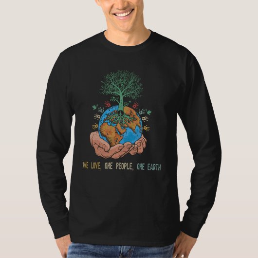 One Love One People One Earth Day World Peace T-shirt (Voorkant)