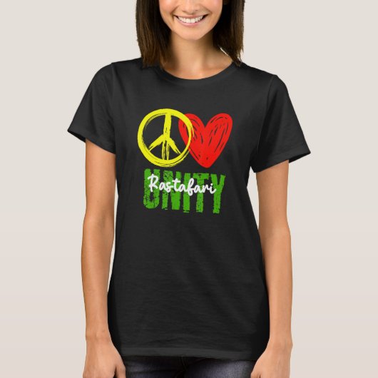 One Love Peace Unity Reggae Roots Jamaica Ras T-shirt (Voorkant)