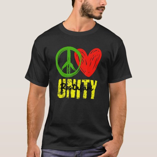 One Love Peace Unity Reggae Roots Jamaica Ras T-shirt (Voorkant)