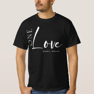 One Love Personalized koppels white script T-shirt