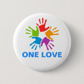 One Love Rainbow Hands Button (Voorkant)