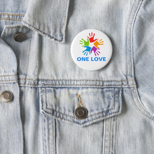 One Love Rainbow Hands Button (In situ)