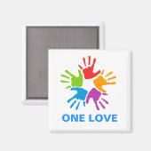 One Love Rainbow Hands Magnet (Voorkant / Achterkant)