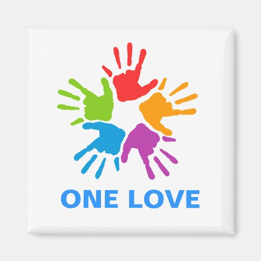 One Love Rainbow Hands Magnet (Voorkant)