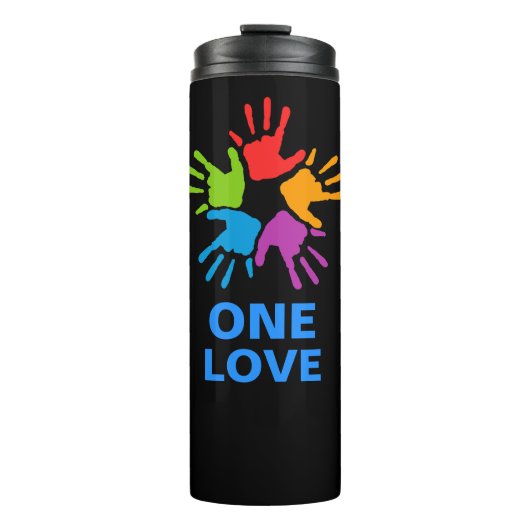 One Love Rainbow Hands Thermal Tumbler Thermosbeker (Voorkant)