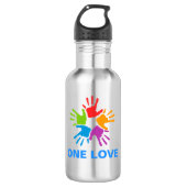 One Love Rainbow Hands Water Bottle Waterfles (Voorkant)