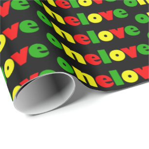 One Love Rasta Colors Colorful Typography Pattern Cadeaupapier