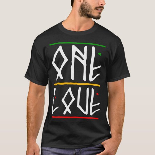 One Love Rasta Colors Reggae T-shirt (Voorkant)