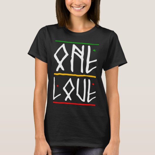 One Love Rasta Kleuren Reggae T-shirt (Voorkant)