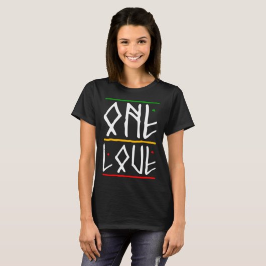 One Love Rasta Kleuren Reggae T-shirt (Voorkant volledig)