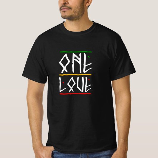 One Love Rasta Kleuren Reggae T-shirt (Voorkant)