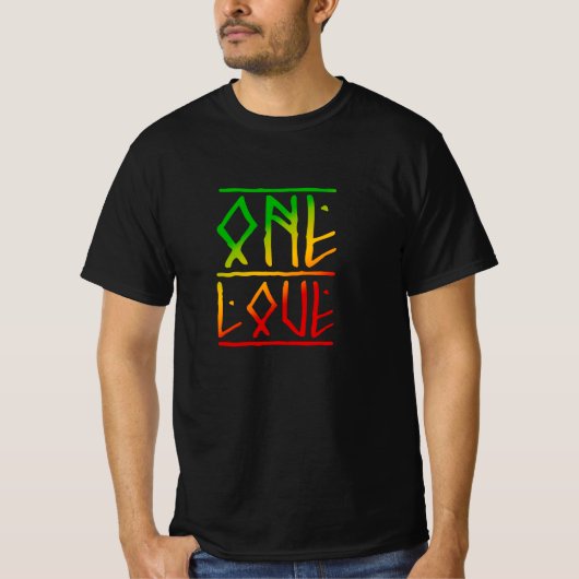 One Love Rasta Kleuren Reggae T-shirt (Voorkant)