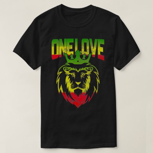 One Love Rasta Lion Jamaican Pride Reggae African T-shirt (Design voorkant)