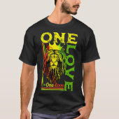 One Love Rasta Lion Jamaican Pride Reggae African T-shirt (Voorkant)