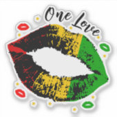 One Love Rasta Lipstick Kiss Sticker (Voorkant)