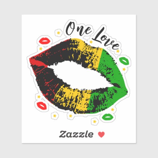 One Love Rasta Lipstick Kiss Sticker (Vel)
