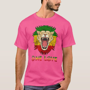 One Love Rasta Reggae Lion Judah Hippie Rastafa T-shirt