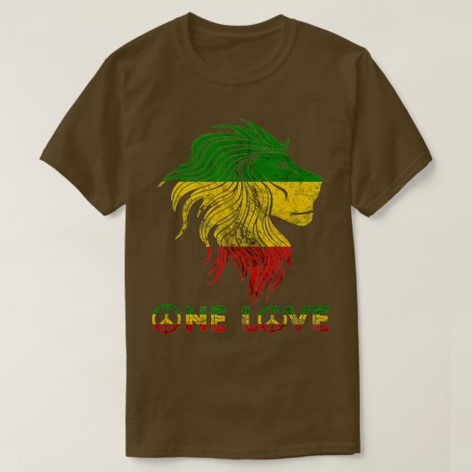 One Love Rasta Reggae Lion Judah Rastafari Root T-shirt (Design voorkant)
